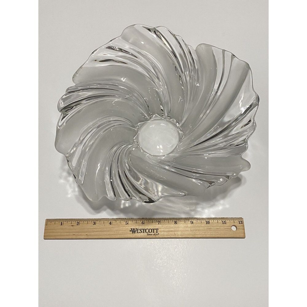 Mikasa Belle Epoque Clear Frost Crystal Glass Wave Swirl Bowl Centerpiece -12.5"